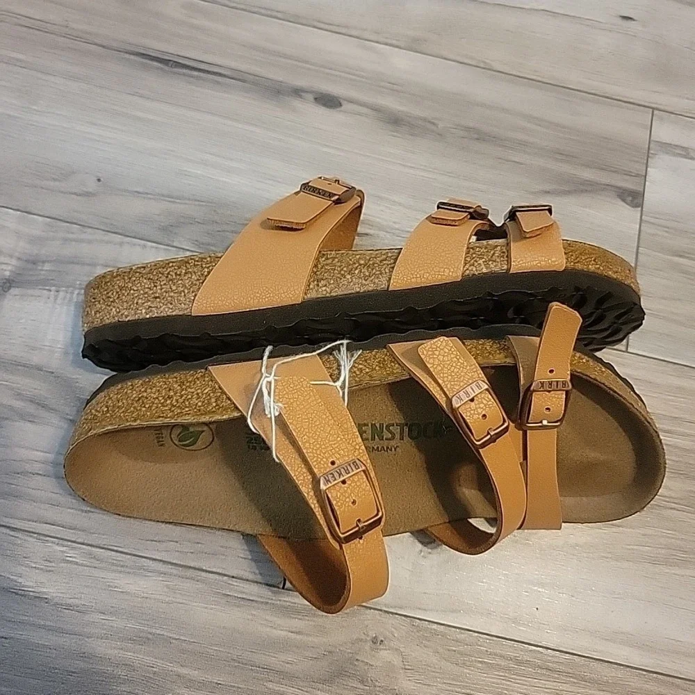 Birkenstock Sandals New Franca Pecan Birkibuc Vegan Tan Womens 8 US 39 EU NEW - Picture 8 of 10